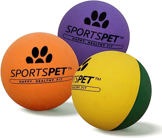 SPORTSPET High Bounce Rubber Dog Balls 3 pack