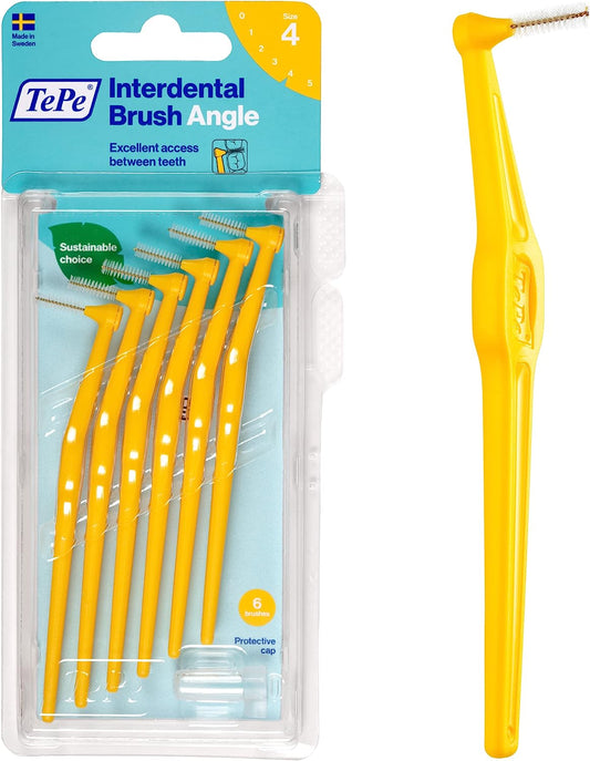 TePe Angle Interdental Brush (6 Pack) - Yellow 0.7mm (TEP418)